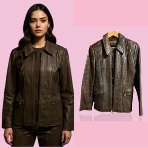 Women's Rich Brown soft Leather Zip-Front Jacket
